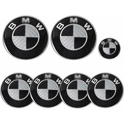 OAAO 7-teiliges Auto-Emblem-Set für Motorhaube und Kofferraum – BMW-W 82mm, Radzierblenden 68mm, Lenkrad-Emblem 45mm, passend für BMW Modelle