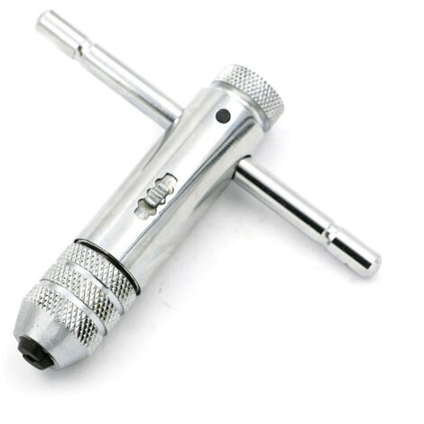 Verstellbarer Rohrgewindeschlüssel mit T-Griff, M5 bis M12, 120 mm Länge, für Wasserhähne und Rohrverschraubungen, inklusive Fräserfunktion und Ratschenmechanismus (1/5)