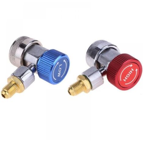 Schnellanschluss-Adapterset für R134A – Verstellbarer Hoch- und Tiefdruck-CVC-Connector mit SAE-Männling, geeignet für Manometer- und Rohranschlüsse (1/5)