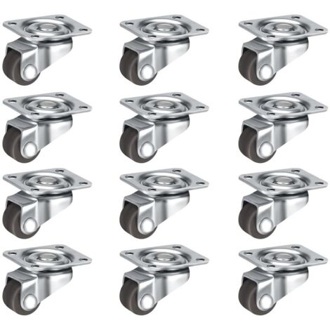 Set aus 12 kleinen, schwenkbaren Rollen mit 1,3 cm Durchmesser (0,5 Zoll), selbstklebende, flache Rollen mit Stahlplatte für kleine Geräte, Möbel und Aufbewahrungsboxen (1/5)