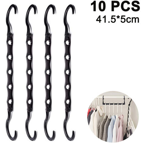 10 Stück platzsparende magische Kleiderbügel Smart Space Saver Closet Organizer Kleiderbügel mit stabilem Kunststoff für schwere Kleidung, schwarz