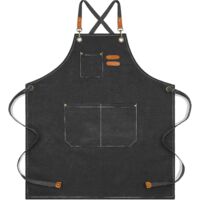 Hochwertige Kochschürzen für Herren und Damen mit großen Taschen, aus strapazierfähiger Baumwoll-Leinenmischung, mit gekreuztem Rücken, verstellbar und langlebig