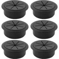 Set aus 6 schwarzen Kabeldurchführungen für Büro-PCs, 6 cm (2,36 Zoll) Kabelmanagement-Stopfen