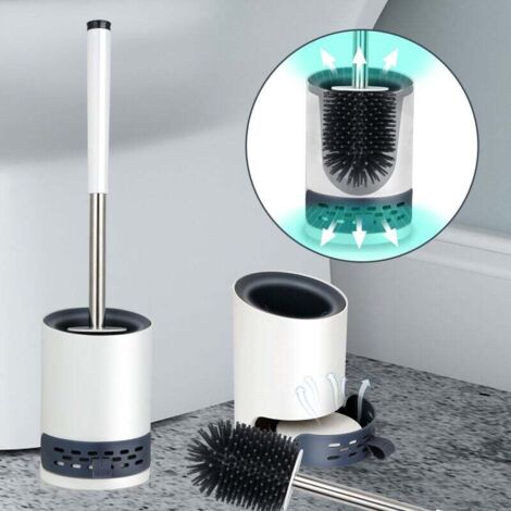 ALOVZE 2x Silikon-Toilettenbürste, Toilettenbürste mit Halter, schnelltrocknend, versteckte Pinzette, Silikon-Toilettenbürste für Badezimmer-Toilette (1/4)