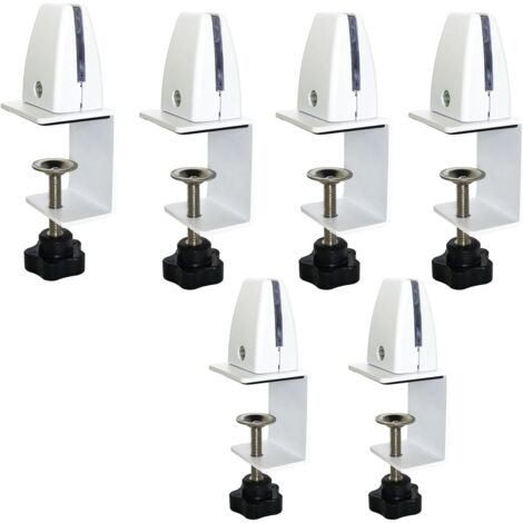 Set mit 6 verstellbaren Schreibtisch-Trennklemmen aus Aluminium-Plexiglas für Sicherheit und Datenschutz (weiß) (1/5)