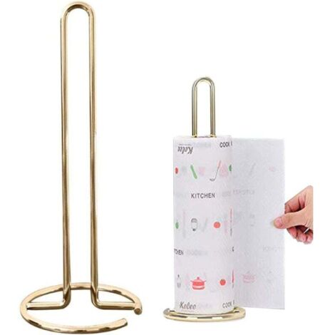 Papierrollenhalter, tragbarer Küchenrollenhalter aus Edelstahl, goldener Toilettenpapierrollenhalter aus Stahl, vertikaler Papierspenderhalter für Küche, Wohnzimmer, Schlafzimmer (1/4)