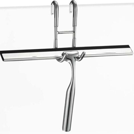 Duschabzieher aus Edelstahl, 25 cm Duschwischer mit Haken ohne Bohren, Abzieher für Badezimmer, Spiegel, Glasreinigung, Fliesen (1/4)