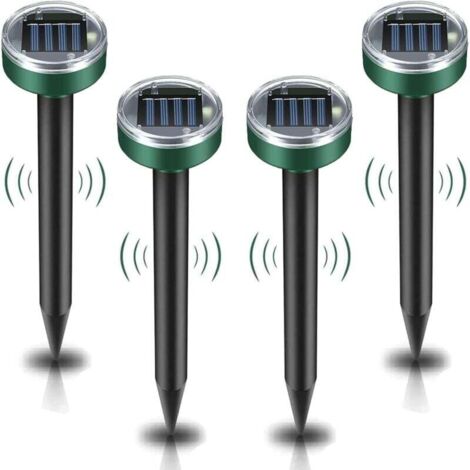 Solar-Maulwurfvertreiber, 4 Stück Ultraschall-Schädlingsvertreiber – Maulwurfbekämpfung mit IP65 Wasserdicht, Garten-Maulwurfabwehr Maulwurfabwehr