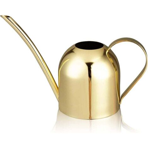 Retro-Gießkanne, Gießkanne, Einhandgießkanne, Retro-Messinggießkanne, kleine Gießkanne, Edelstahlgießkanne, Metallgießkanne für den Innengarten (Gold) (1/4)