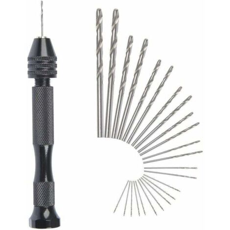 Mini-Handbohrer, Spiralbohrer-Bits + 25 Mikro-Akku-Spiralbohrer, Aluminium-Stiftschraubstock, Rotationswerkzeuge, verstellbare Spiralbohrer, Brandmalerei, Heim-Kunststoffloch, Kupfer (1/4)