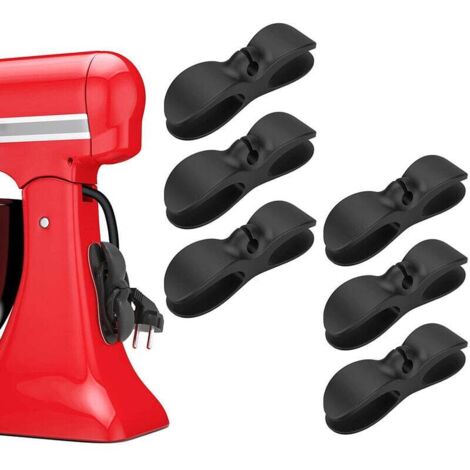 Schwarzer Kabel-Organizer für Geräte, 6 Stück – selbstklebender Organizer für kleine Küchengeräte, Kabelwickler, Kabelhalter, Organizer für Kabel von Haushaltsgeräten, Mixer, Kaffeemaschine (1/4)