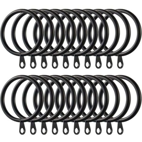 40 Stück Gardinenringe, Metallringe zum Aufhängen von Vorhängen und Stangen, 38 mm Innendurchmesser (schwarz)