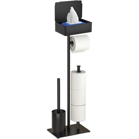 Toilettenpapierhalter mit Toilettenbürste – Stand-Toilettenpapierhalter, Bürste und Papierhalter-Set aus Edelstahl, kein Bohren erforderlich (1/5)