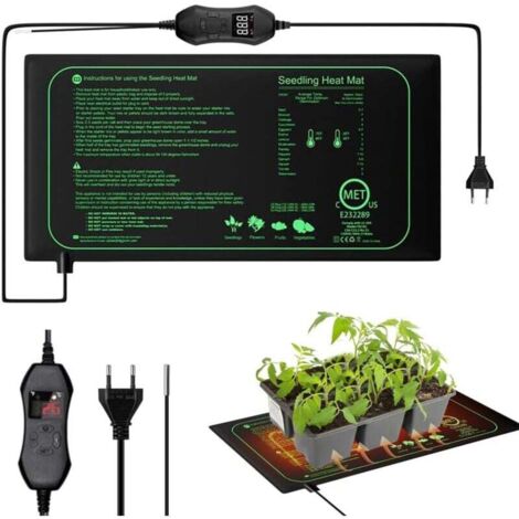 Pflanzenheizmatte, 20 x 10 Zoll Setzlingsheizmatte mit Thermostat, 50 W wasserdichte Pflanzenheizmatte, zeitverstellbare Heizmatte für Setzlinge, Haustiere, Keimung (1/4)