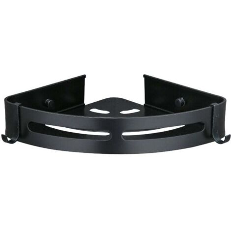 Eck-Duschablage aus Metall ohne Bohren, mit 2 Duschhaken, rostfrei, selbstklebende Halterung für Badezimmerartikel, 2 Stück (schwarz) (1/4)