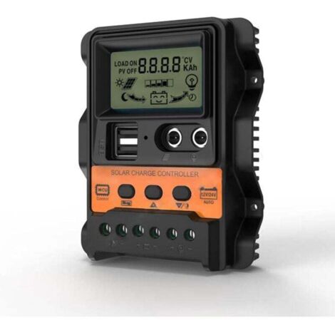 Solarladeregler, PWM-Solarladeregler mit LCD 12 V 24 V 30 A Dual-USB 5 V-Ausgang Solarpanel-Laderegler (1/4)