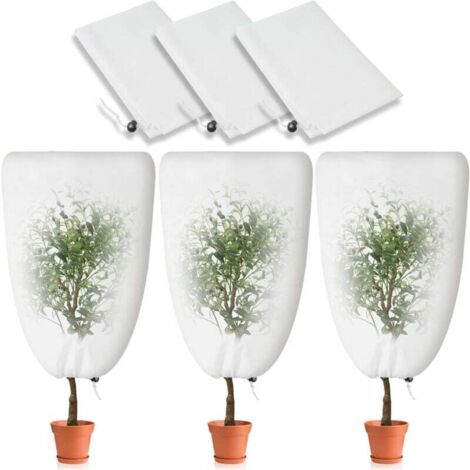 3er-Pack Winter-Pflanzenabdeckung mit Kordelzug, 80 x 120 cm Pflanzenschutzhülle, kann kälte-, wetter-, wärm- und frostbeständig sein, wiederverwendbar