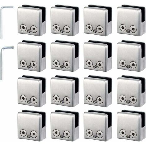 Proster Glas Klemmen 16Pcs 9-10Mm Verstelbare Glas Beugel Rvs 304 Glas Clip Klem Beugel Platte Terug Voor Leuning Balustrade Trap M Maat