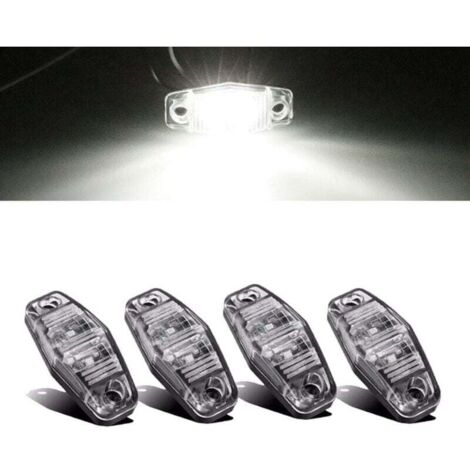 Seitenmarkierungsleuchten, wasserdichte Seitenleuchten, 2 wasserdichte LED-Umrissleuchten für 12 V 24 V Universal-LKW-Anhänger, LKW, Wohnwagen, Bus – 4 Stück, Weiß (1/4)