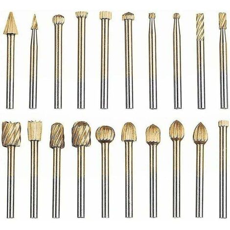 Rotationsfräser-Set mit 1/8 (3 mm) Schaft, HSS-Wolframkarbidkopf, Rotationsfräser-Set, leistungsstarke Rotationswerkzeuge für Holzbearbeitung, Schnitzen, Gravieren, Schneiden (1/4)