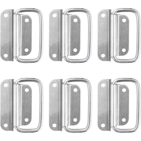6 Stück Klappgriffe aus Edelstahl, 8 cm × 6,3 cm, verwendet für alle Arten von Kistengriffen, Werkzeugkastengriffen, Türgriffen und Schubladengriffen, Silber (1/4)