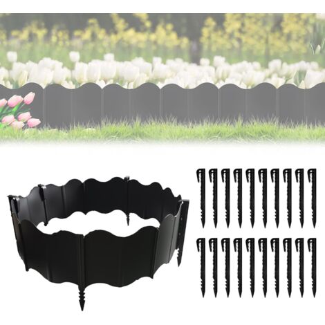 40 Stück einfach zu installierende Gartenkanten aus Kunststoff, schwarze Gartenkanten aus Kunststoff von SilverChry, flexible Rasenkanten aus Kunststoff, 20 × Kunststoffnägel für Auffahrten, Landschaf (1/5)