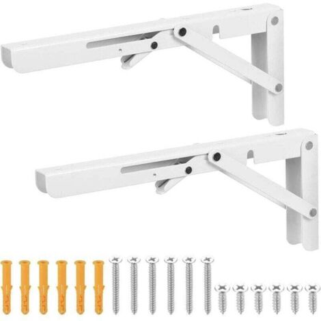 2 Stück Klapphalterung 305 mm, Klapphalterung, ausziehbare Klappkonsolenstütze, klappbare Wandregalhalterung, Weiß (1/4)