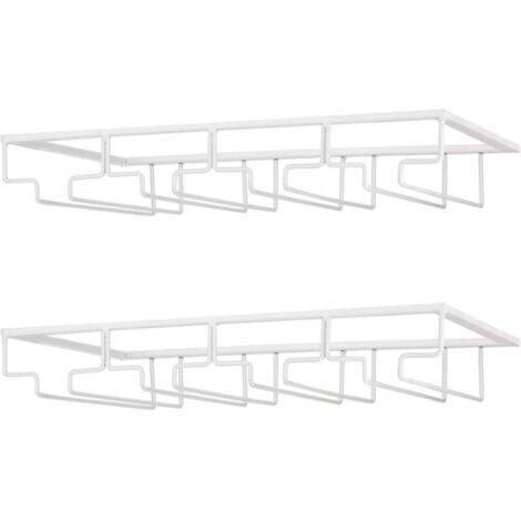 Weinglashalter – Hängendes Stielglasregal unter dem Schrank aus Metall mit Schrauben, Edelstahl-Glasregal mit 4 Ebenen für Küche, Bar, Restaurant, Weiß (1/4)