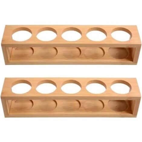2-teiliges Aufbewahrungsregal für ätherische Öle aus natürlichem Bambus, 1-stufiger Tischständer, passend für 15-ml-Flaschen, 10-ml-Flaschen und 5-ml-Flaschen (1/4)