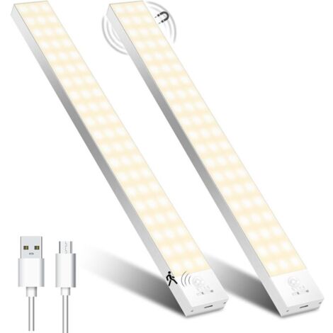 LED-Schrankleuchte, wiederaufladbarer Bewegungssensor, ideal für Büro, Treppenhaus und Flur, 44 cm warmweißes Licht (2er-Pack) (1/4)