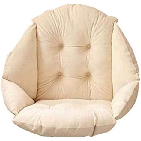 Stuhlkissen mit Rückenlehne Sessel Sitzauflage Samt Weich Elastisch Wasserfest für Rattan Gartenstuhl 40x52cm Beige