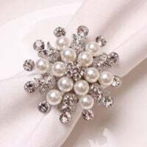 Set mit 6 Serviettenringen mit Strass-Perlen für Hochzeitsfeiern