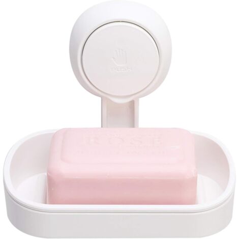 Seifenschale mit Saugnapf, stanzfrei und wiederverwendbar, Installation in einer Sekunde, Duschseifenhalter, 5 kg Tragkraft, wasserdichte Halterung für Badezimmer-Duschwandfliesen, weiß (1/5)