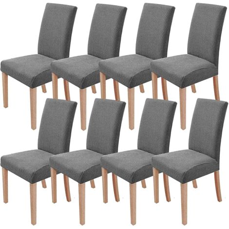 8er-Set Stuhlhussen für Esszimmerstühle, abnehmbar und waschbar, moderne Stretch-Stuhlschutz-Schonbezüge, Büro-Bankett-Hochzeitsfeier-Dekoration (Hellgrau)