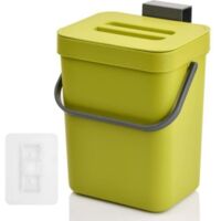 Poubelle À Compost pour Cuisine, 5 L Poubelle de Comptoir avec Couvercle, Poubelle À Compost De Cuisine, Poubelle Compost Cuisine pour Poubelle, Composteur, Cuisine, Intérieur (Vert)