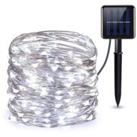 Guirlande Solaire Exterieur, 22 m 200LED Guirlande Lumineuse Exterieure Étanche, 8 Modes Guirlande Extérieure Solaire Décoration pour Jardin Terrasse Cour Noël Mariage Fête, Blanc Froid