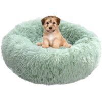 Rundes Hundebett, weich und bequem, warmes Kissen, wasserdicht, rutschfest, waschbar, geeignet für Katzen und Hunde, Hellgrün, 40 cm
