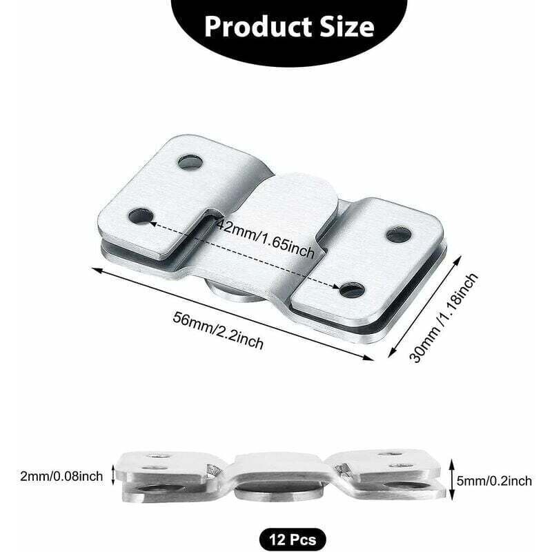 8 Ganci Per Cornici Pesanti In Acciaio Inox 54x30 Mm – Intrecciati, Con Viti, Carico 20 Kg, Per Quadri E Specchi