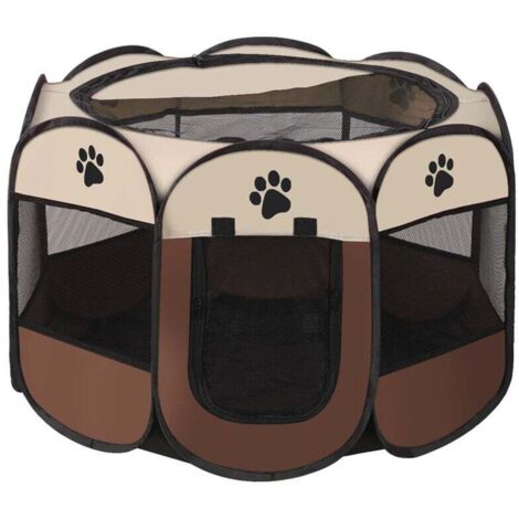 Recinto per cani 73x73x43cm, recinto per cuccioli, per cani, gatti e conigli, pieghevole, per uso interno ed esterno (caffè)