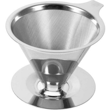 Filtro Per Caffè In Acciaio Inox A Doppio Strato Con Supporto Per Tazza – Versatore Dripper Ergonomico Per Ufficio E Casa - 2