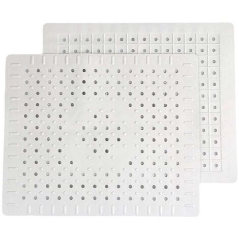 Set bianco di 2 tappetini protettivi in gomma antiscivolo resistenti per il lavello della cucina, facili da pulire e da tagliare da soli.