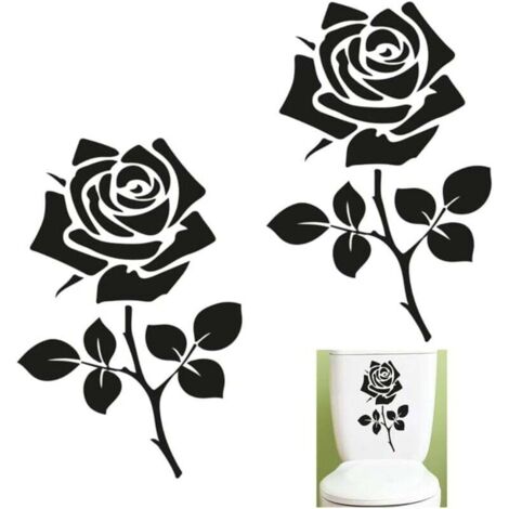 2 pegatinas de flores para inodoro, pegatinas de flores para inodoro, arte de pared, extraíbles, para decoración de baño y habitación, prácticas y populares. (1/4)