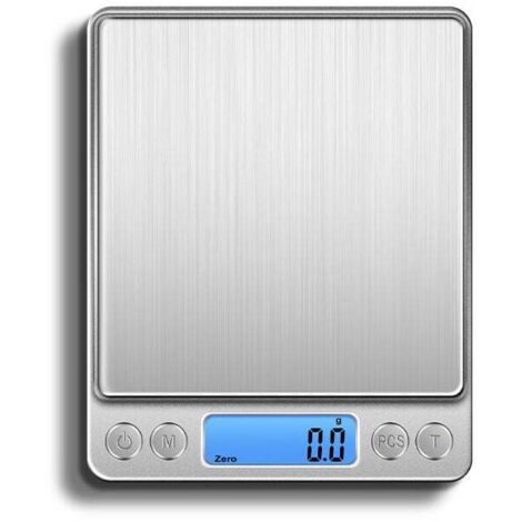 Bilancia da cucina, bilancia elettronica di precisione 0,1 g/3 kg, piccola bilancia per gioielli con funzione tara e PCS, bilancia alimentare per cottura al forno, cottura, caffè con vassoi