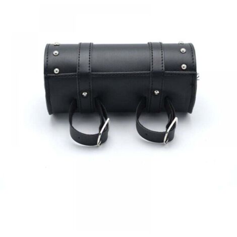Borse laterali per moto, borsa porta attrezzi in pelle per moto, borse laterali universali per moto, borsa porta attrezzi in pelle nera per moto, con 2 cinghie di fissaggio, adatta alla maggior parte