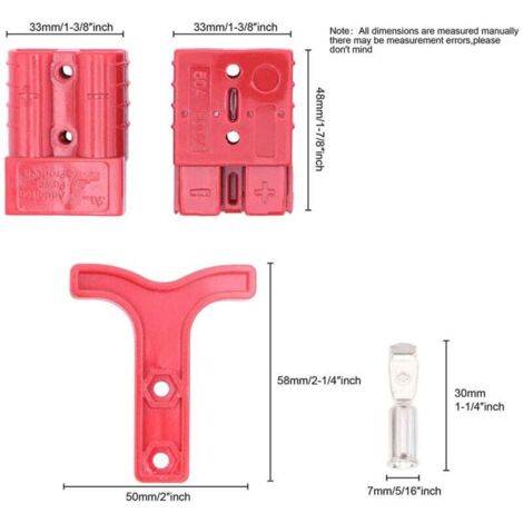 Kit Connettori Rapidi Per Batteria 50A – 2 Pezzi, Cavo In Rame Con Isolamento In Silicone, Per Auto, Camper, Pannelli Solari, 6-12 AWG