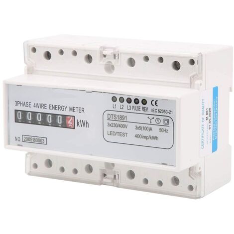 Contatore di energia, 230/400V 5-100A Consumo energetico Contatore elettrico digitale Contatore KWh trifase