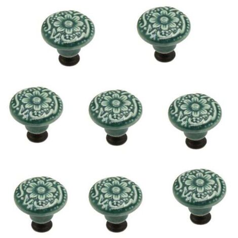 Mango Tree MG-714: Set Di 8 Pomelli In Ceramica Stile Vintage, Grigio Contemporaneo, Per Mobili E Credenze
