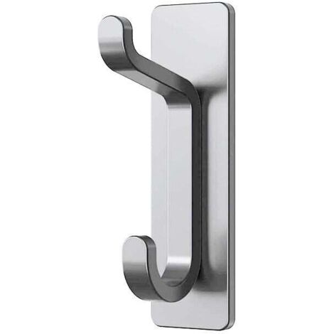 Gancio adesivo da parete, portasciugamani da bagno, portasciugamani da cucina, attaccapanni adesivo, montaggio a parete senza fori, impermeabile, antiruggine, argento, 4 pezzi (1/4)