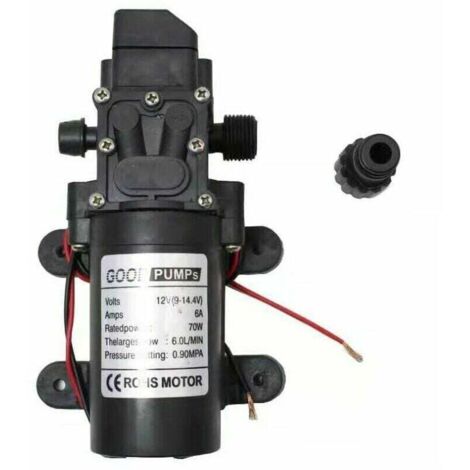 Bomba de agua de diafragma de alta presión de 12 V CC, autocebante, eléctrica, para limpieza de caravanas, barcos, lavado y riego de jardines. (1/4)