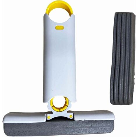 Mini trapeador absorbente lavable a mano con cabezales de esponja, escurridor manual, portátil, ideal para limpieza de escritorio en cocina, baño, ventanas, azulejos y coche. 1 mango, 2 cabezales.